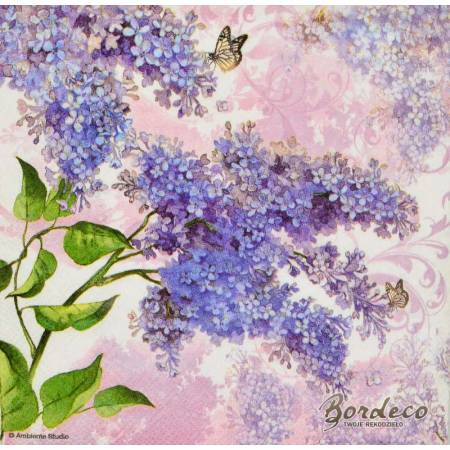 Serwetka do decoupage firmy AMBIENTE bez lilak 33x33cm